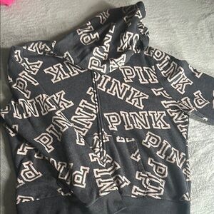 Gray PINK Logo Hoodie
